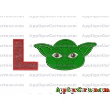 Yoda Star Wars Head Applique Embroidery Design With Alphabet L