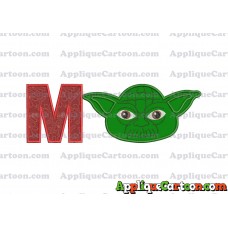 Yoda Star Wars Head Applique Embroidery Design With Alphabet M