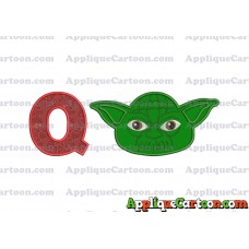 Yoda Star Wars Head Applique Embroidery Design With Alphabet Q