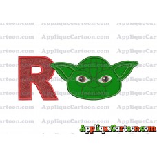 Yoda Star Wars Head Applique Embroidery Design With Alphabet R