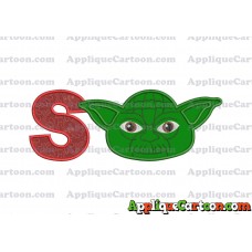 Yoda Star Wars Head Applique Embroidery Design With Alphabet S