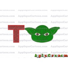 Yoda Star Wars Head Applique Embroidery Design With Alphabet T