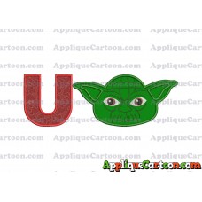 Yoda Star Wars Head Applique Embroidery Design With Alphabet U