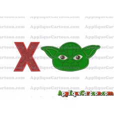 Yoda Star Wars Head Applique Embroidery Design With Alphabet X