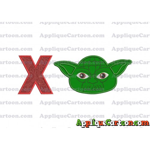 Yoda Star Wars Head Applique Embroidery Design With Alphabet X