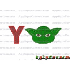 Yoda Star Wars Head Applique Embroidery Design With Alphabet Y