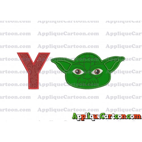 Yoda Star Wars Head Applique Embroidery Design With Alphabet Y