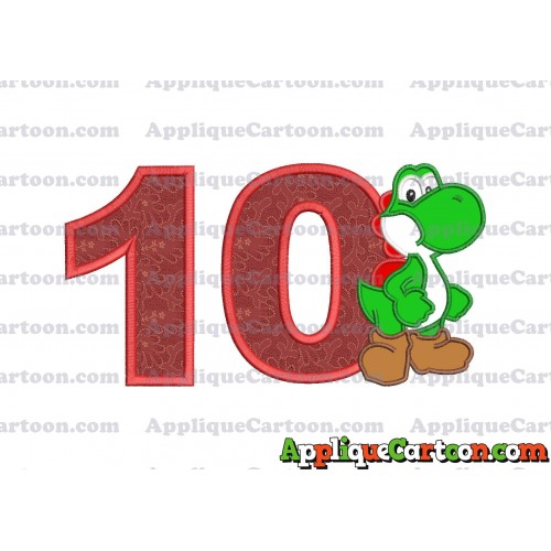 Yoshi Super Mario Applique Embroidery Design Birthday Number 10