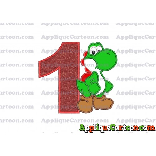 Yoshi Super Mario Applique Embroidery Design Birthday Number 1