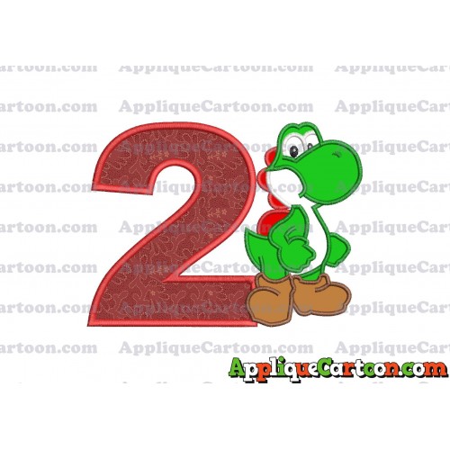 Yoshi Super Mario Applique Embroidery Design Birthday Number 2