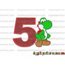 Yoshi Super Mario Applique Embroidery Design Birthday Number 5