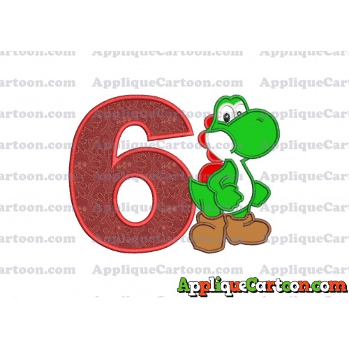 Yoshi Super Mario Applique Embroidery Design Birthday Number 6