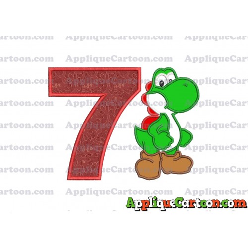 Yoshi Super Mario Applique Embroidery Design Birthday Number 7