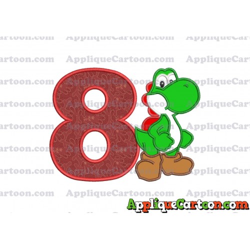 Yoshi Super Mario Applique Embroidery Design Birthday Number 8
