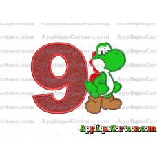Yoshi Super Mario Applique Embroidery Design Birthday Number 9