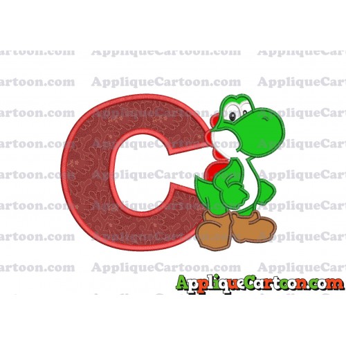 Yoshi Super Mario Applique Embroidery Design With Alphabet C