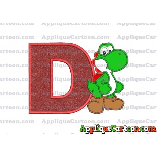 Yoshi Super Mario Applique Embroidery Design With Alphabet D