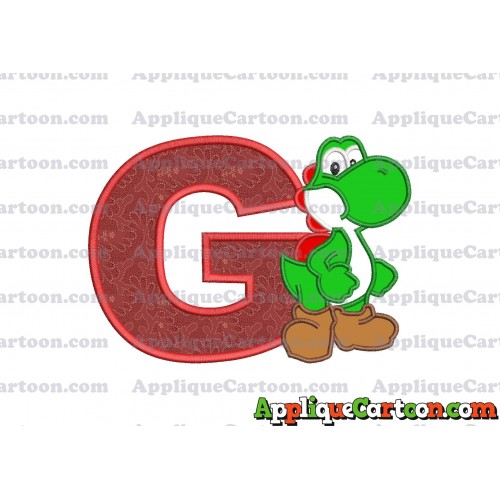 Yoshi Super Mario Applique Embroidery Design With Alphabet G