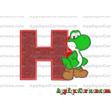Yoshi Super Mario Applique Embroidery Design With Alphabet H