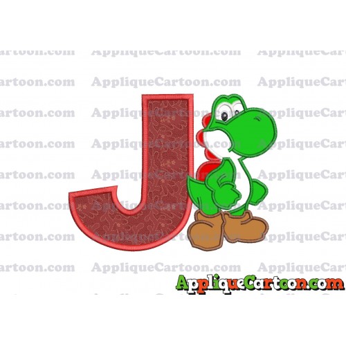 Yoshi Super Mario Applique Embroidery Design With Alphabet J