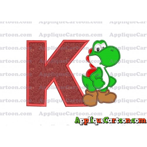 Yoshi Super Mario Applique Embroidery Design With Alphabet K