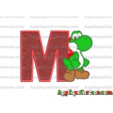 Yoshi Super Mario Applique Embroidery Design With Alphabet M