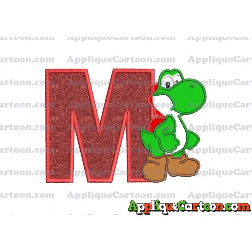 Yoshi Super Mario Applique Embroidery Design With Alphabet M