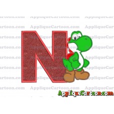 Yoshi Super Mario Applique Embroidery Design With Alphabet N