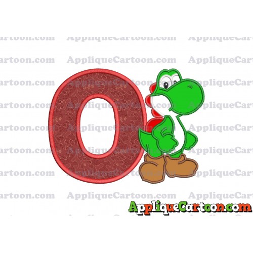 Yoshi Super Mario Applique Embroidery Design With Alphabet O