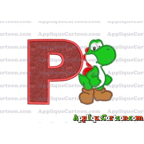 Yoshi Super Mario Applique Embroidery Design With Alphabet P