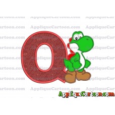 Yoshi Super Mario Applique Embroidery Design With Alphabet Q