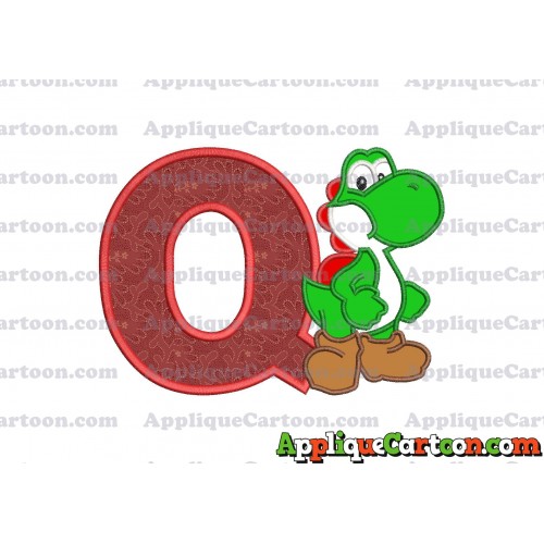 Yoshi Super Mario Applique Embroidery Design With Alphabet Q