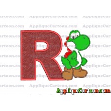 Yoshi Super Mario Applique Embroidery Design With Alphabet R