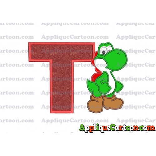 Yoshi Super Mario Applique Embroidery Design With Alphabet T
