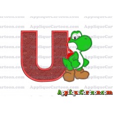 Yoshi Super Mario Applique Embroidery Design With Alphabet U