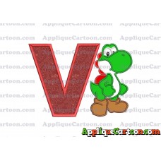Yoshi Super Mario Applique Embroidery Design With Alphabet V