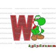 Yoshi Super Mario Applique Embroidery Design With Alphabet W
