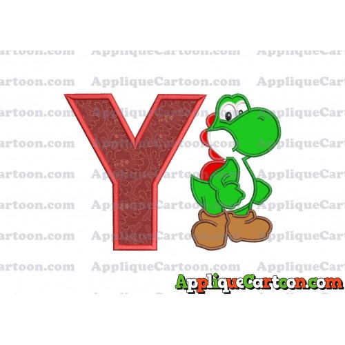 Yoshi Super Mario Applique Embroidery Design With Alphabet Y
