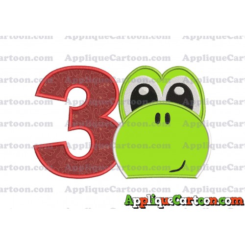 Yoshi Super Mario Head Applique Embroidery Design 02 Birthday Number 3
