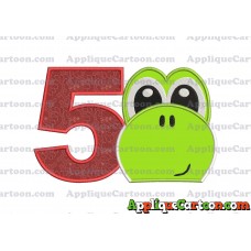 Yoshi Super Mario Head Applique Embroidery Design 02 Birthday Number 5