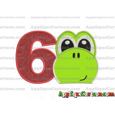 Yoshi Super Mario Head Applique Embroidery Design 02 Birthday Number 6
