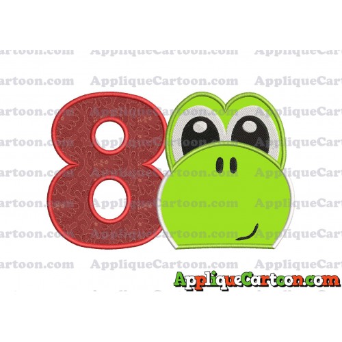 Yoshi Super Mario Head Applique Embroidery Design 02 Birthday Number 8