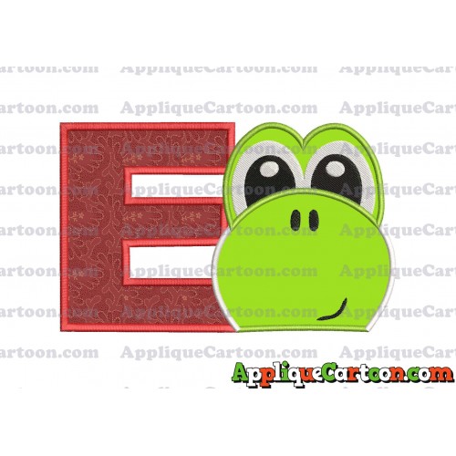 Yoshi Super Mario Head Applique Embroidery Design 02 With Alphabet E