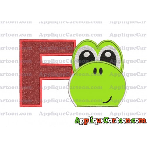 Yoshi Super Mario Head Applique Embroidery Design 02 With Alphabet F