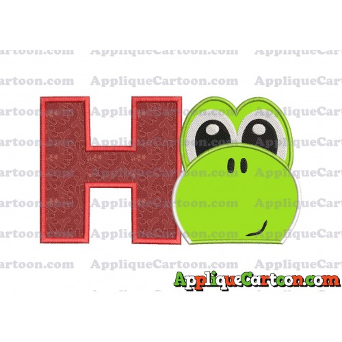 Yoshi Super Mario Head Applique Embroidery Design 02 With Alphabet H