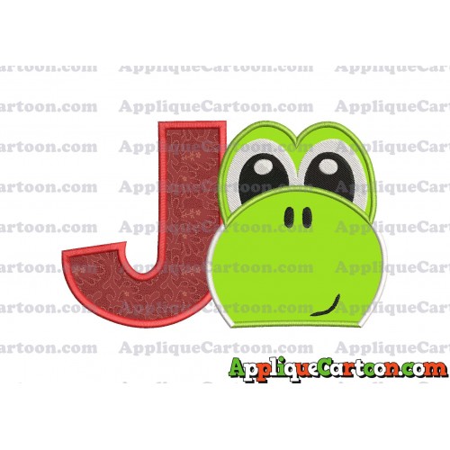 Yoshi Super Mario Head Applique Embroidery Design 02 With Alphabet J