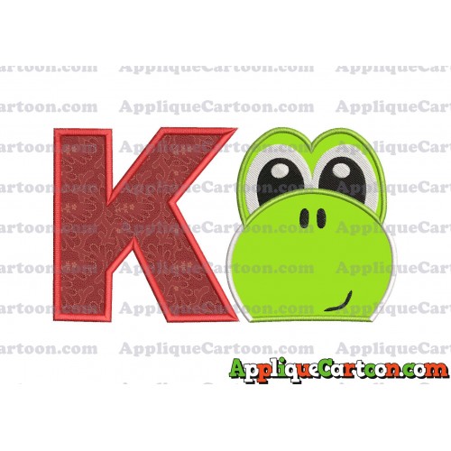 Yoshi Super Mario Head Applique Embroidery Design 02 With Alphabet K