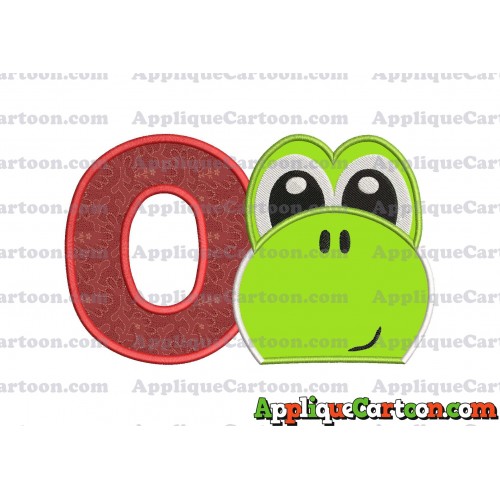 Yoshi Super Mario Head Applique Embroidery Design 02 With Alphabet O