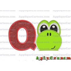 Yoshi Super Mario Head Applique Embroidery Design 02 With Alphabet Q