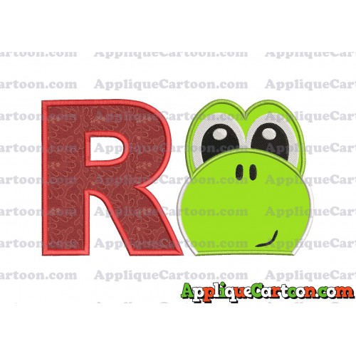 Yoshi Super Mario Head Applique Embroidery Design 02 With Alphabet R